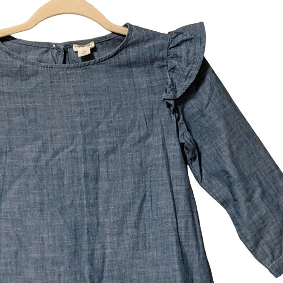 Crewcuts chambray flutter ruffle shoulder cotton knee length dress K4893 girls10 - Picture 7 of 9